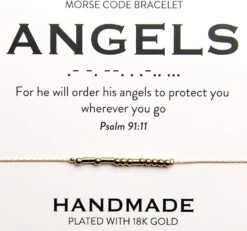 Angels 18K Gold Morse Code Bracelet | Psalm 91:11