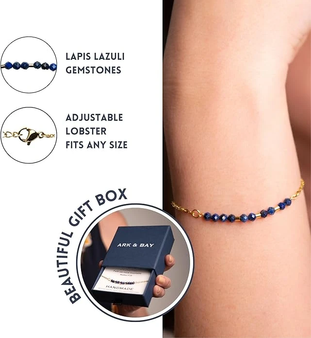 Shine 18K Gold & Lapis Lazuli Morse Code Bracelet | Matthew 5:16 3 Shine 18K Gold & Lapis Lazuli Morse Code Bracelet | Matthew 5:16 - Image 3