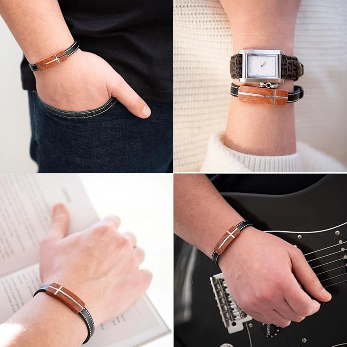 A Prayer For My Grandson Men's Rosewood Cross Bracelet 7 A Prayer For My Grandson Men's Rosewood Cross Bracelet - Image 7