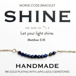 Shine 18K Gold & Lapis Lazuli Morse Code Bracelet | Matthew 5:16