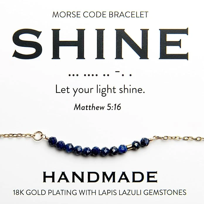 Shine 18K Gold & Lapis Lazuli Morse Code Bracelet | Matthew 5:16 1 Shine 18K Gold & Lapis Lazuli Morse Code Bracelet | Matthew 5:16