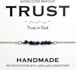 Trust In God 18K Gold & Lapis Lazuli Morse Code Bracelet