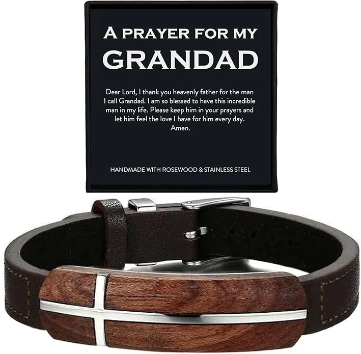 A Prayer For My Grandad Men's Rosewood Cross Bracelet 1 A Prayer For My Grandad Men's Rosewood Cross Bracelet
