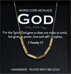 God 18K Gold Chunky Morse Code Necklace | 2 Timothy 1:7