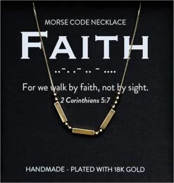Faith 18K Gold Chunky Morse Code Necklace | 2 Corinthians 5:7