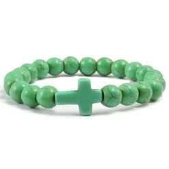 Cross Bead Bracelet Apple Green