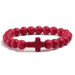 Cross Bead Bracelet Red Cherry