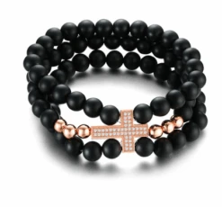 Cross Bead Bracelet Diamond (Rose Gold)
