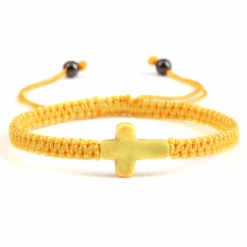 Braided Christian Bracelet With Matching Color Cross Charm 23 Braided Christian Bracelet With Matching Color Cross Charm -Lords Guidance Shop BraidedChristianBraceletYellow