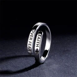 'Faith Over Fear' Religious Slogan Ring -Lords Guidance Shop FaithOverFearRing2