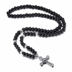 Men's Christian Necklace Beaded Crucifix