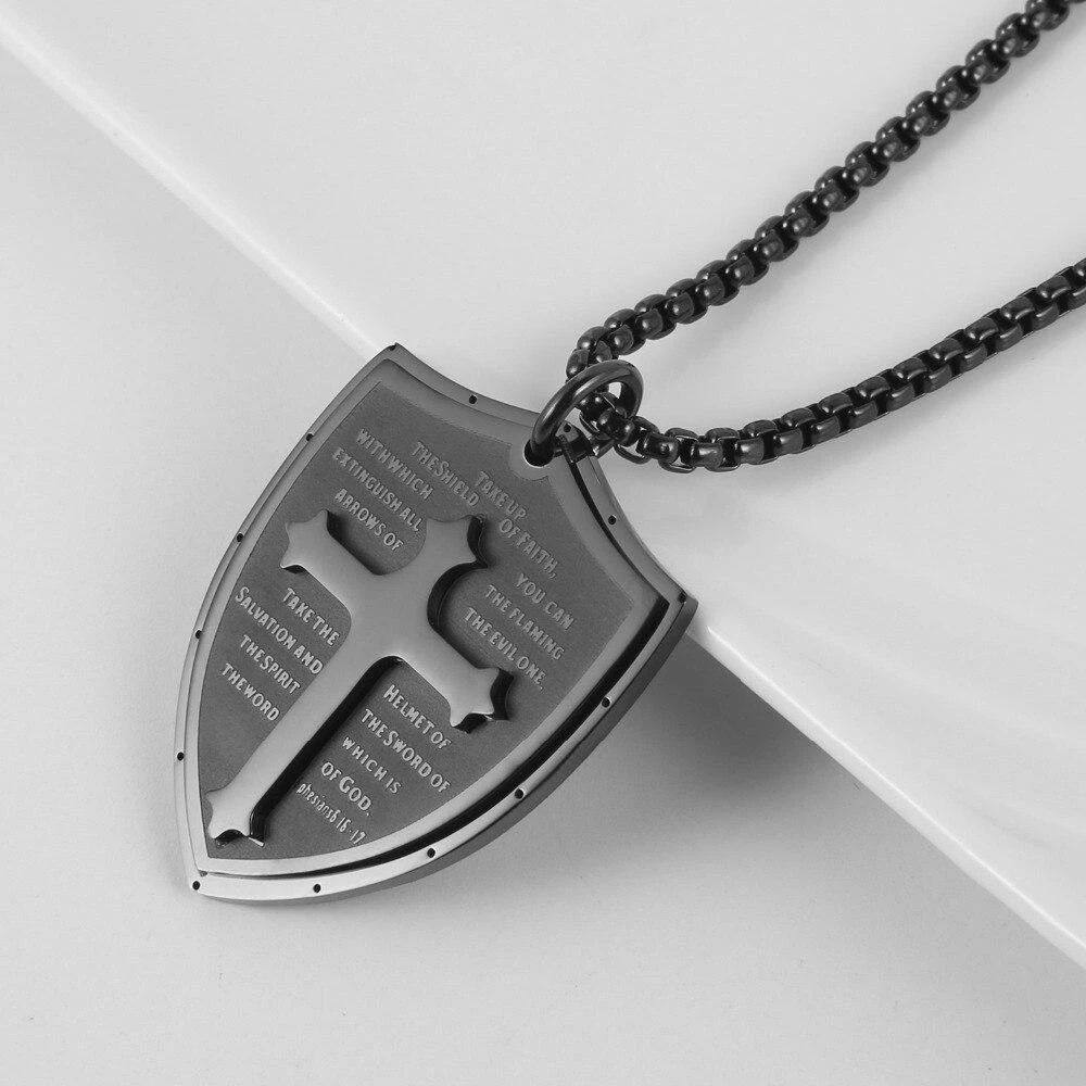 Men's Christian Necklace Armor Of God Shield 4 Men's Christian Necklace Armor Of God Shield - Image 4