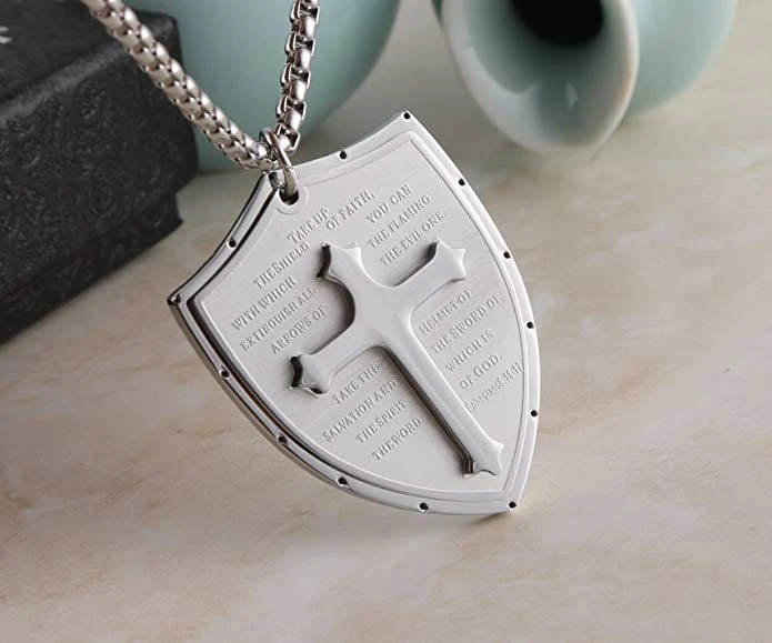 Men's Christian Necklace Armor Of God Shield 6 Men's Christian Necklace Armor Of God Shield - Image 6