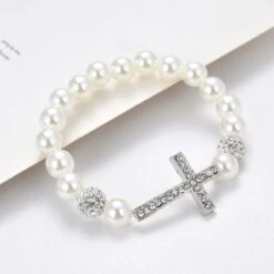 Women's Imitation Pearl Cross Bracelet 7 Women's Imitation Pearl Cross Bracelet -Lords Guidance Shop ImitationPearlBracelet2