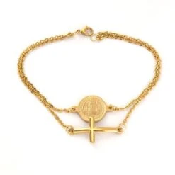 Women's Cross Bracelet St Benedict Medal
