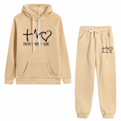 'Faith Hope Love' Christian Tracksuit Set -Lords Guidance Shop TracksuitStyle1Khaki