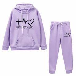'Faith Hope Love' Christian Tracksuit Set -Lords Guidance Shop TracksuitStyle1Purple