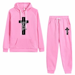 Christian Faith Cross Graphic Tracksuit Set -Lords Guidance Shop TracksuitStyle3Pink