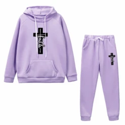 Christian Faith Cross Graphic Tracksuit Set -Lords Guidance Shop TracksuitStyle3Purple