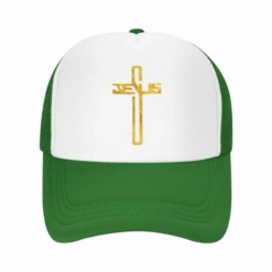 Jesus Cross Adjustable Baseball Cap -Lords Guidance Shop TruckerCapGreen