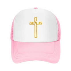 Jesus Cross Adjustable Baseball Cap -Lords Guidance Shop TruckerCapPink