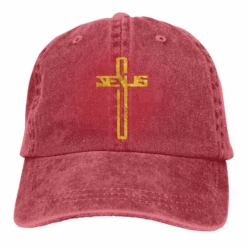 Jesus Cross Adjustable Baseball Cap -Lords Guidance Shop VintageCapRed
