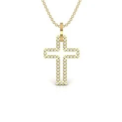 Hollow Diamond Cross Necklace