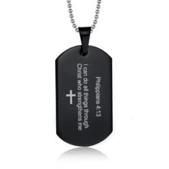 Philippians 4:13 Dog Tag Necklace -Lords Guidance Shop black philippians 4 13 dog tag necklace lords guidance