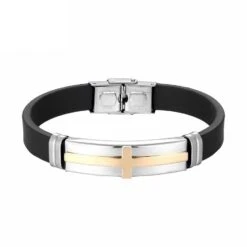 Men's Cross Bracelet Silicone Gold