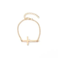 Women's Cross Bracelet Sideways Gold