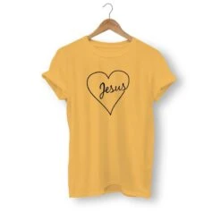 Christian T-Shirt Jesus In My Heart -Lords Guidance Shop jesus heart shirt yellow
