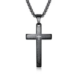 Men's Christian Necklace Lord's Prayer (Black)