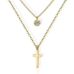 Women's Christian Necklace Choker Diamond (Golden)